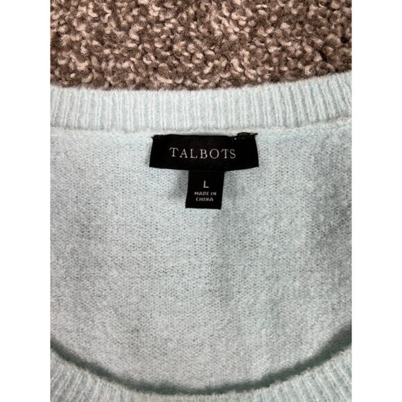 TALBOTS WOMEN Cozy Baby Blue Soft Knit THANKFULL Sweater Size Large Relaxed Fit - Picture 7 of 9